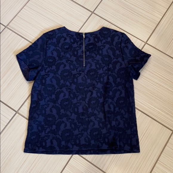 Halogen Navy Jacquard short sleeve Top - Picture 10 of 11